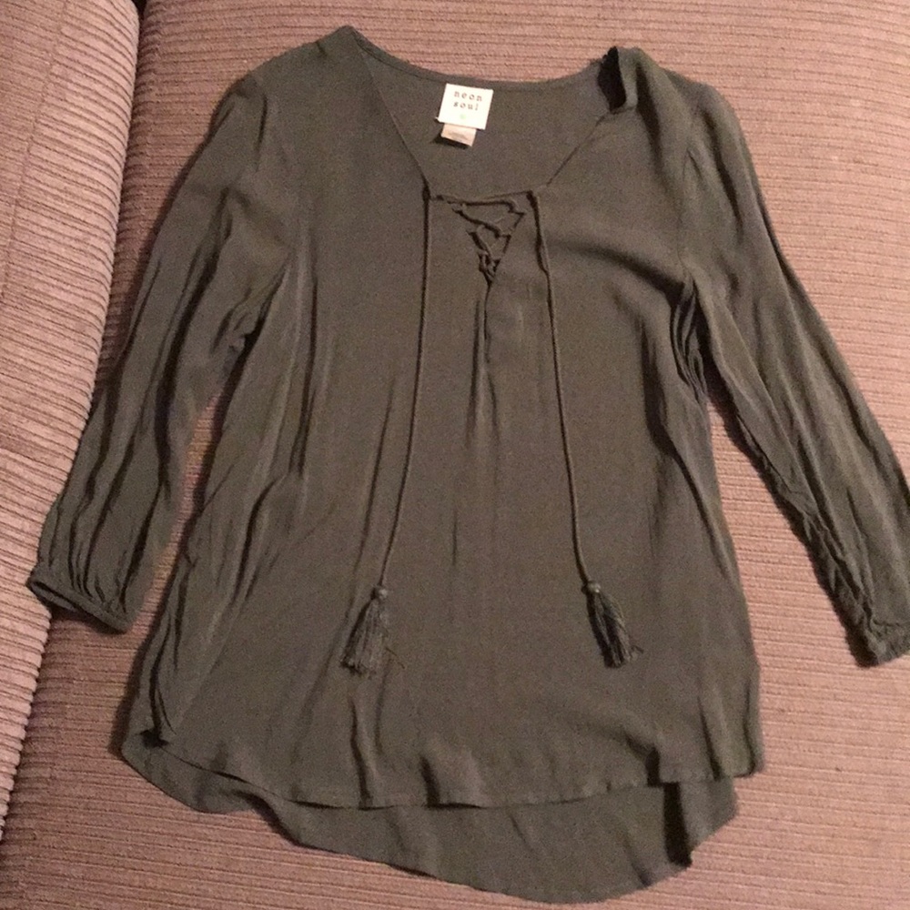 Olive green flowy shirt